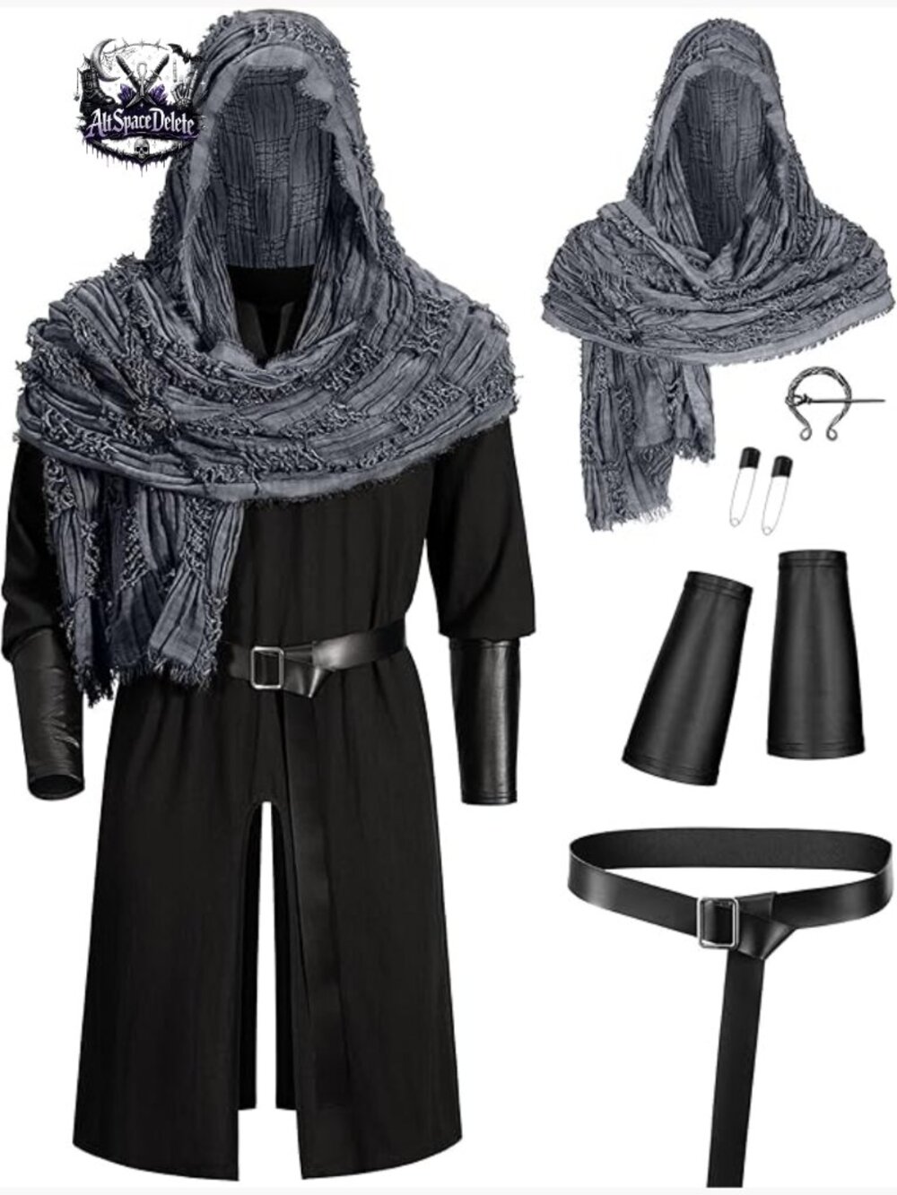 Men's Medieval Knight Costume Set with Accessories for Halloween Renaissance